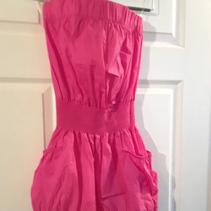 Pink and black romper with pockets